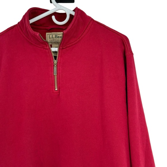 Vintage Men’s Size Large Tall Red Cotton/Polyester 1/4 Zip Sweatshirt w Pockets - Picture 3 of 8